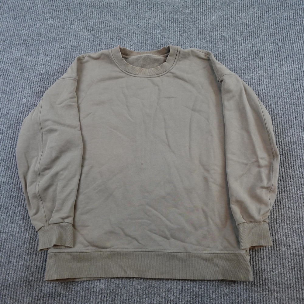 Lululemon Sweatshirt Mens Large Beige Crewneck Pullover Knit Logo All Season